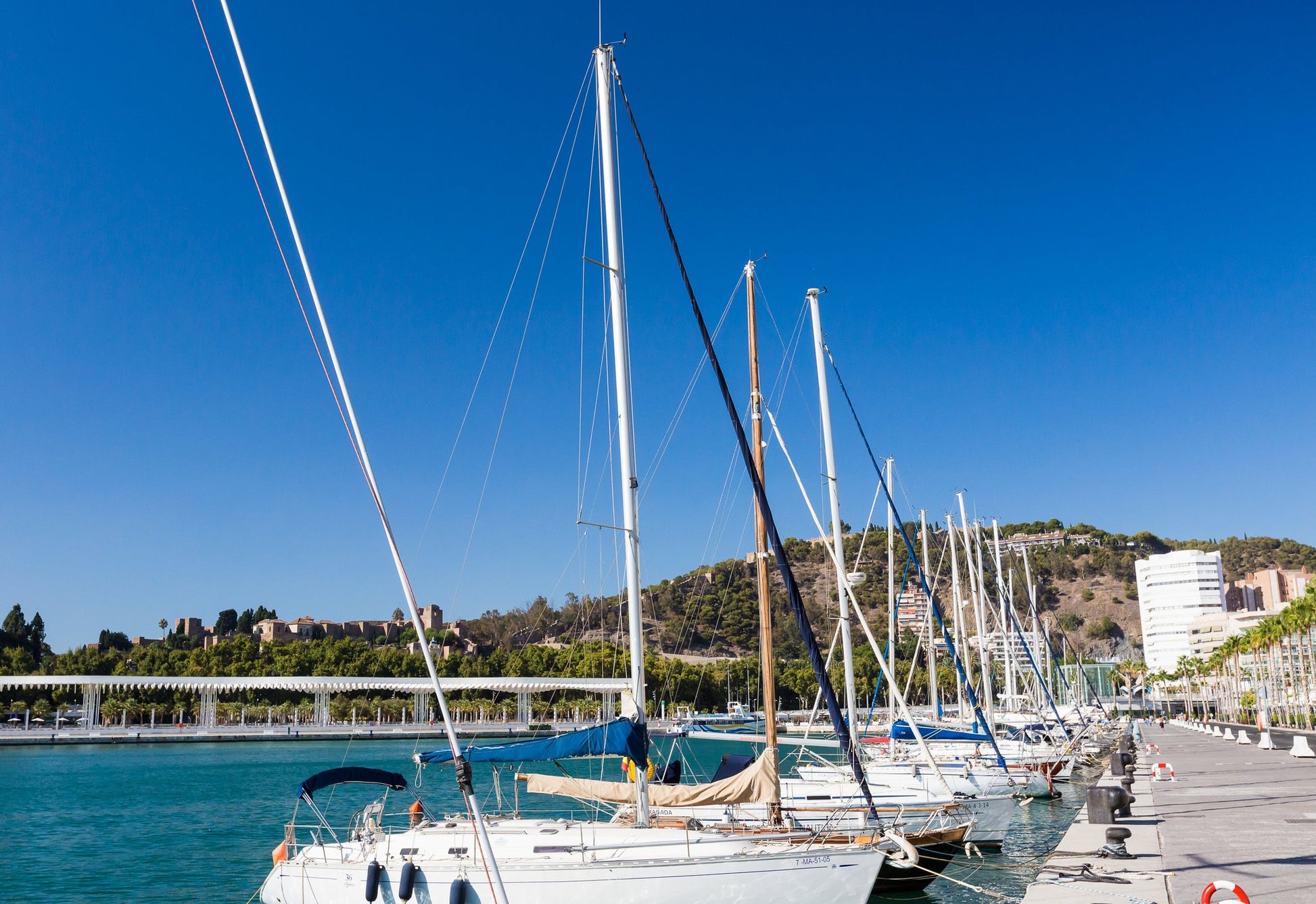 Real Club Mediterraneo de Malaga, Malaga, Spagna: ormeggi e vista sul porto turistico con Eberths.com